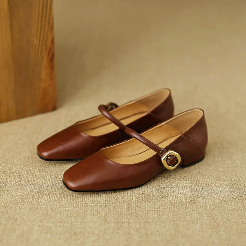 QUTAA/2024 г. Женские туфли-лодочки Туфли Мэри Джейн на низком толстом каблуке с