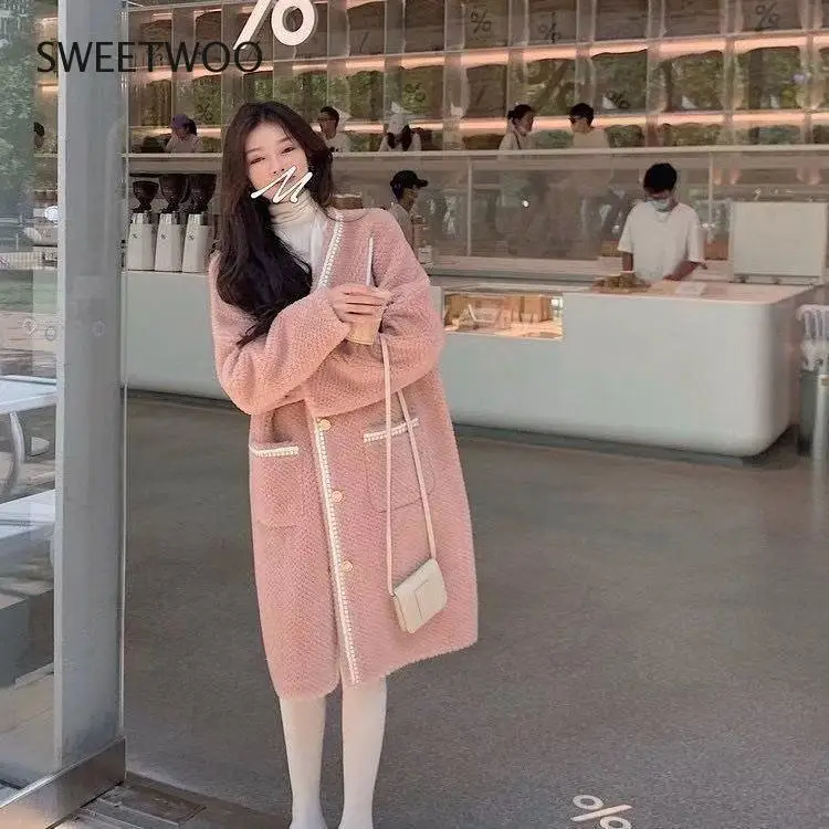 Casual Winter Fashion Coat for Woman Faux Fur Coat Mid-Length Faux Lamb Wool Coat Elegant Style Contracted Fashion Slim Tide2022