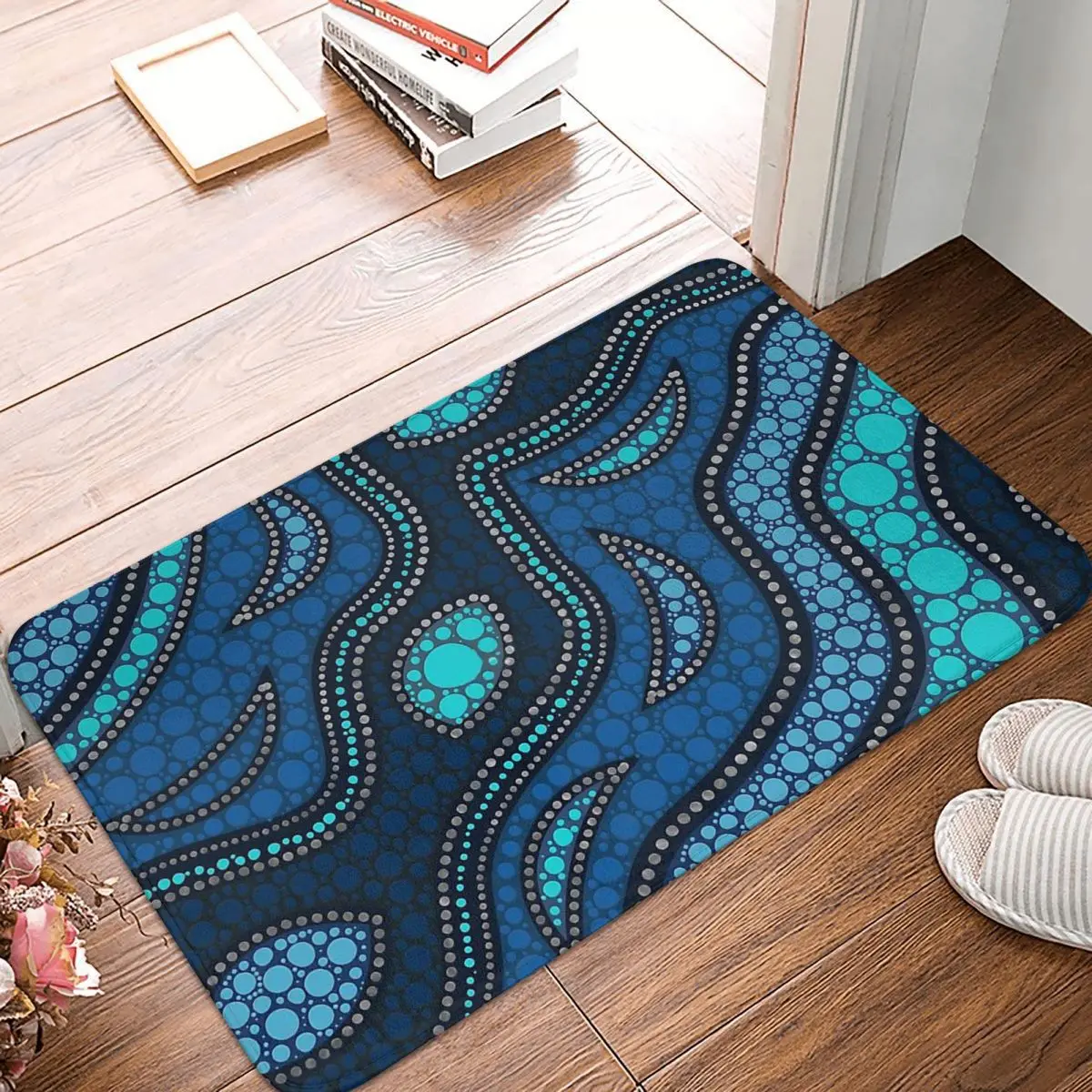 

Australian Aboriginal Art Non-slip Doormat Bath Mat Dot Inspired Balcony Carpet Entrance Door Rug Bedroom Decorative