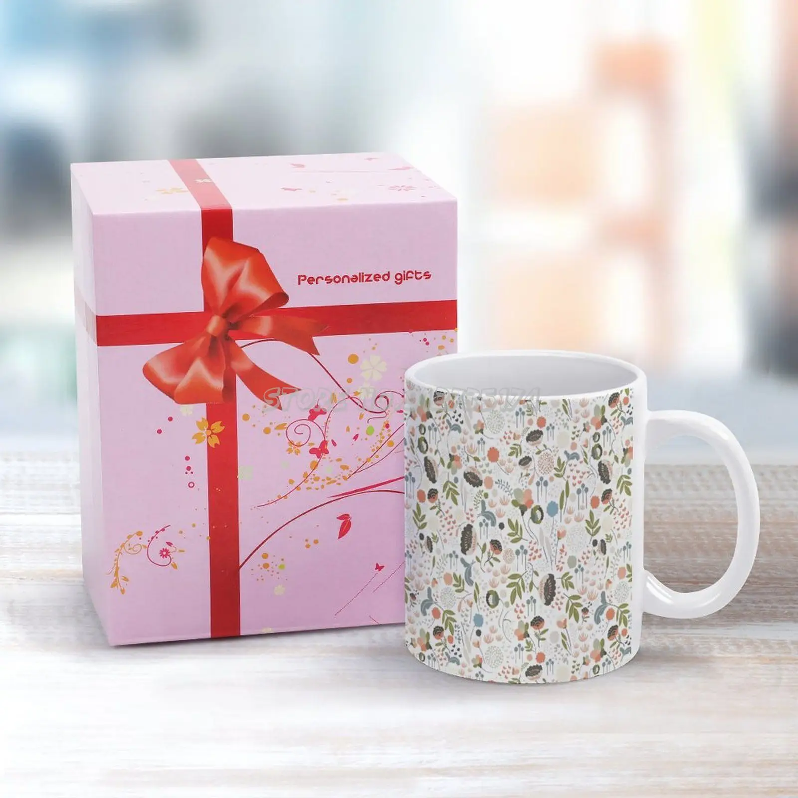 Floribund: красивая и Женственная белая кружка с цветочным лиственным рисунком 11