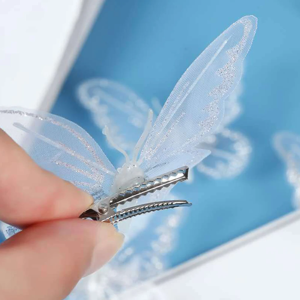 

Ornaments Gauze Butterfly Clip For Xmas Tree Decoration Home Decoration Hotele Decoration White 12Pcs Brand New