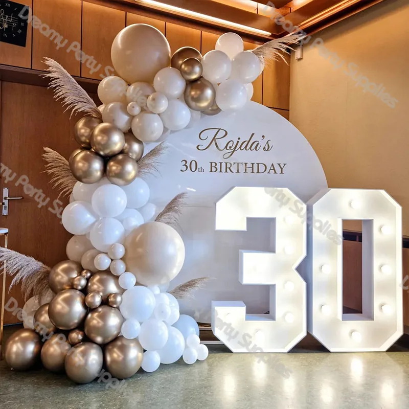 87pcs palloncini ghirlanda Beige compleanno Champagne palloncino arco Kit bianco Baby Shower festa di compleanno decorazioni per feste sfondo