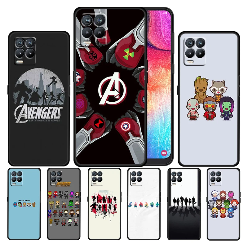 

Aesthetic Avengers Members For OPPO Realme GT Neo Master Edition 9 8 7 Pro C21S Narzo 30 5G Soft Silicone Black Phone Case Cover