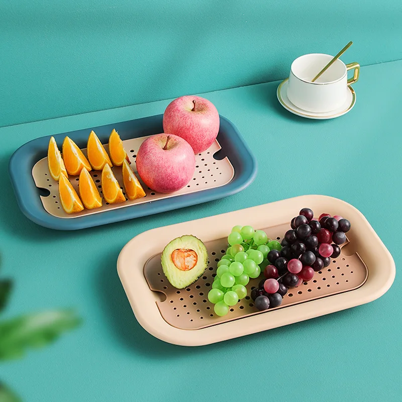 

Double Layer Drainer Tray Detachable Vegetable Fruit Draining Plate Storage Dish Drying Rack Household Kitchen Accessories