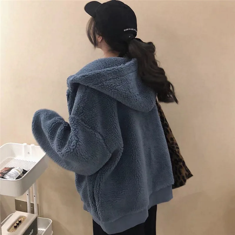 2022 Wintet Vintage Thick Plush Coat Women Korean Loose Zipper Lamb Fleece Jacket Female Lazy Style Warm Outwear Tops