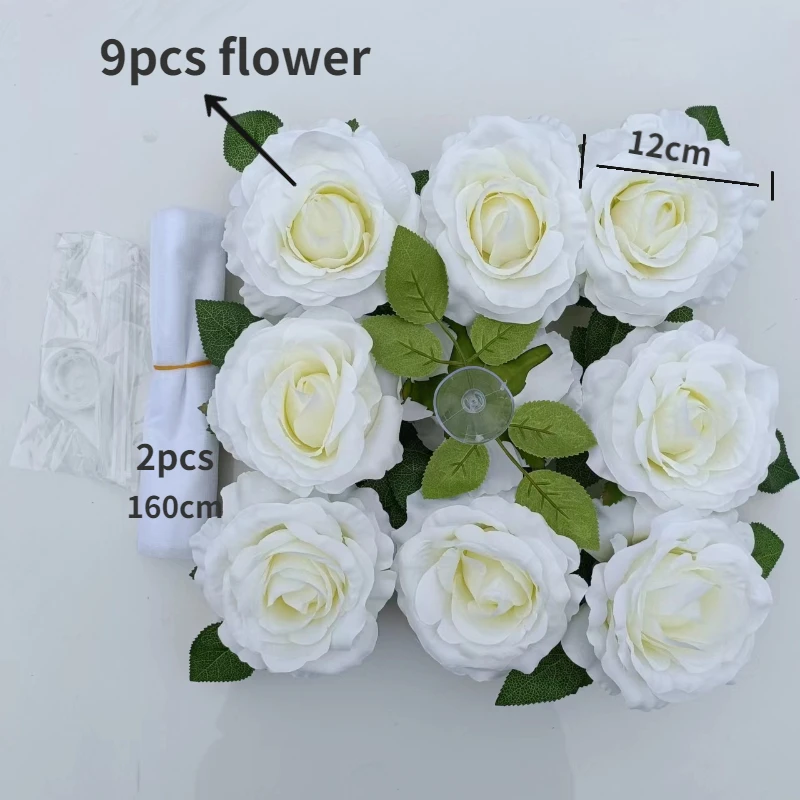 White Rose Artificial Flower for Wedding Car Decoration Bridal Car Decorations Door Handle Ribbons Silk Flower