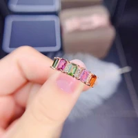 meibapj natural candy tourmaline colorful many stones ring for women real 925 sterling silver charm fine wedding jewelry