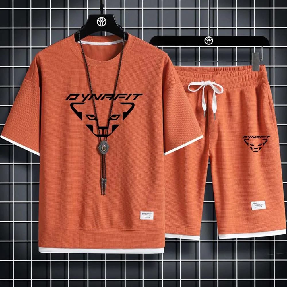 

2023 Summer DYNAFIT New Men's Trendy Loose Sport Two Piece Fashion T-shirt Set