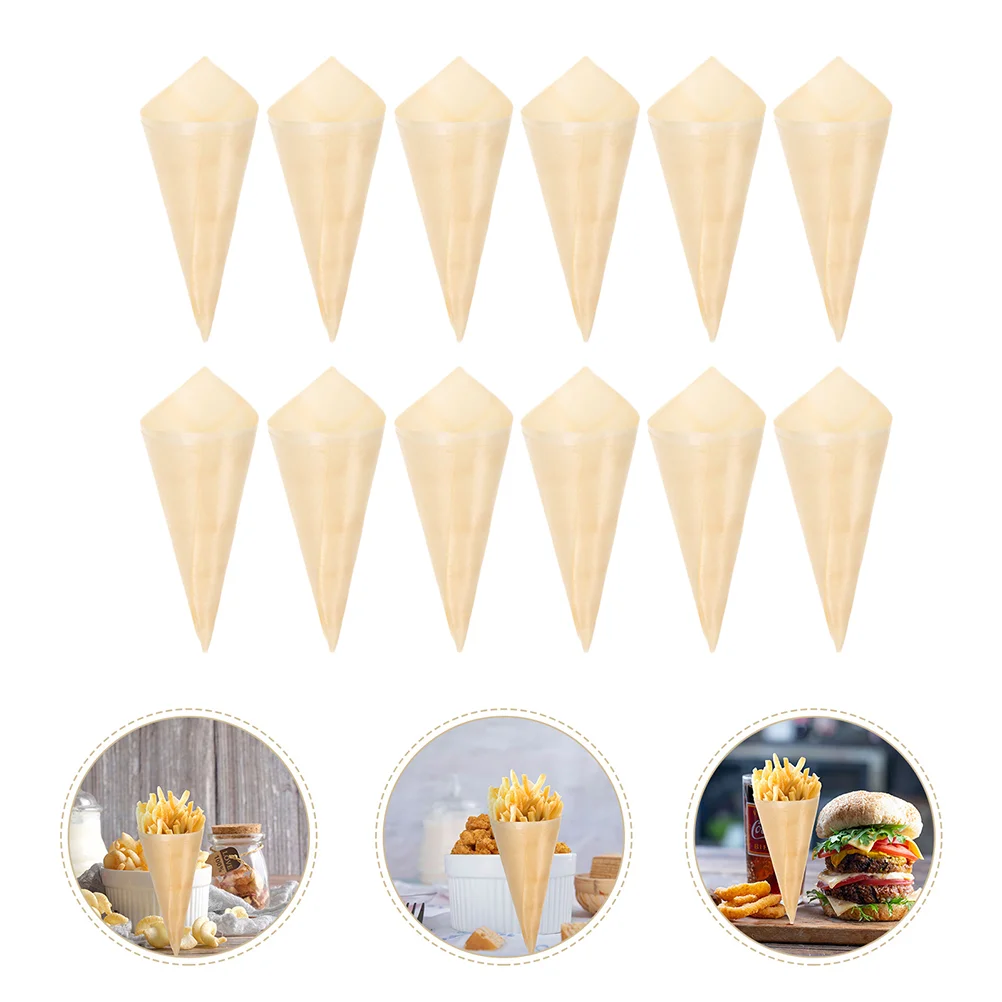 

Cones Cone Wood Charcuterie Wooden Disposable Candy Ice Cream Party French Wedding Holder Holders Waffle Fries Serving Appetizer