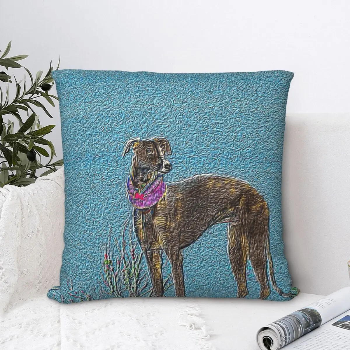

Noble Oil Structure Throw Pillow Case Geryhound Greyhounds Dog Backpack Coussin Covers DIY Printed Reusable Chair Decor