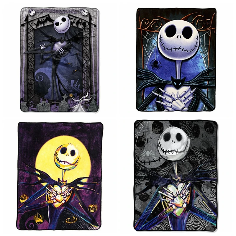 

Christmas The Nightmare Moonlight Madness Skull Before Dark Creep Flannel Blanket For Couch Sofa Bed Home Decorations