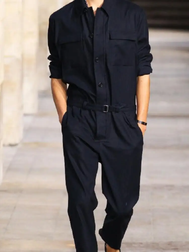 

Summer Men's New Personalized Custom Fashion Large Sze Overalls Catwalk Model Slim Jumpsuit S-6XL