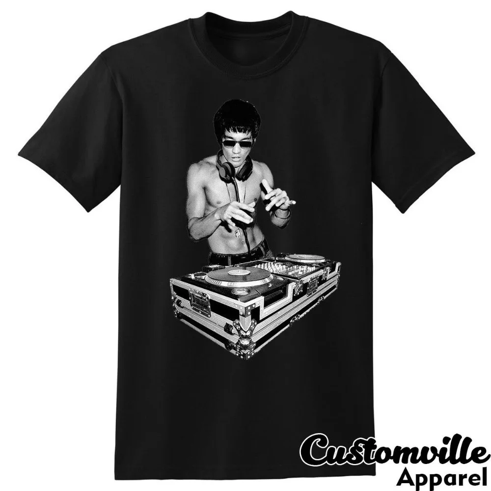 Bruce Lee Dj Unisex T-Shirt. Funny Tony Stark Movie Fans Kung Fu  T Shirt Custom Tees shirts