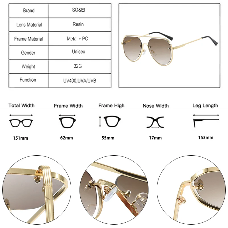 SO &amp EI новые женские солнцезащитные очки-пилоты с двойными мостами в стиле ретро