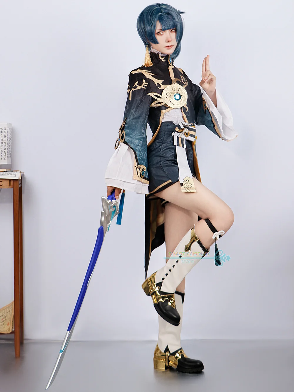 Xingqiu игра косплей Genshinimpact костюм костюмы вечерние Xing Qiu Childe парик обувь полный