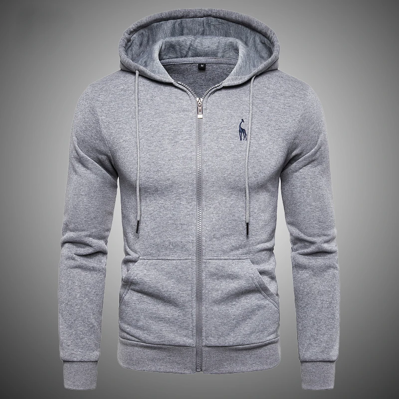 

New Spring Autumn Men's Hoodie Zip Sweatshirt Men's Casual Solid Color Jacket Fashion Slim Sweatshirt Men's