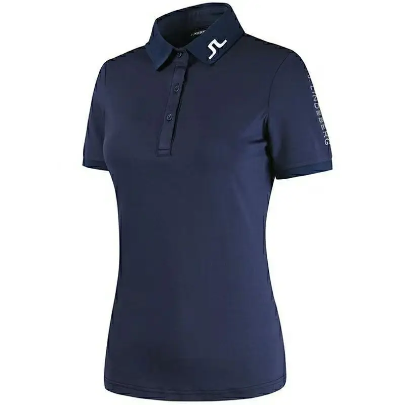 Women's Short Sleeve Golf T-shirt Korean Version Breathable Comfortable Noodles Tucked Waist Outdoor Sports Women's Outerwear