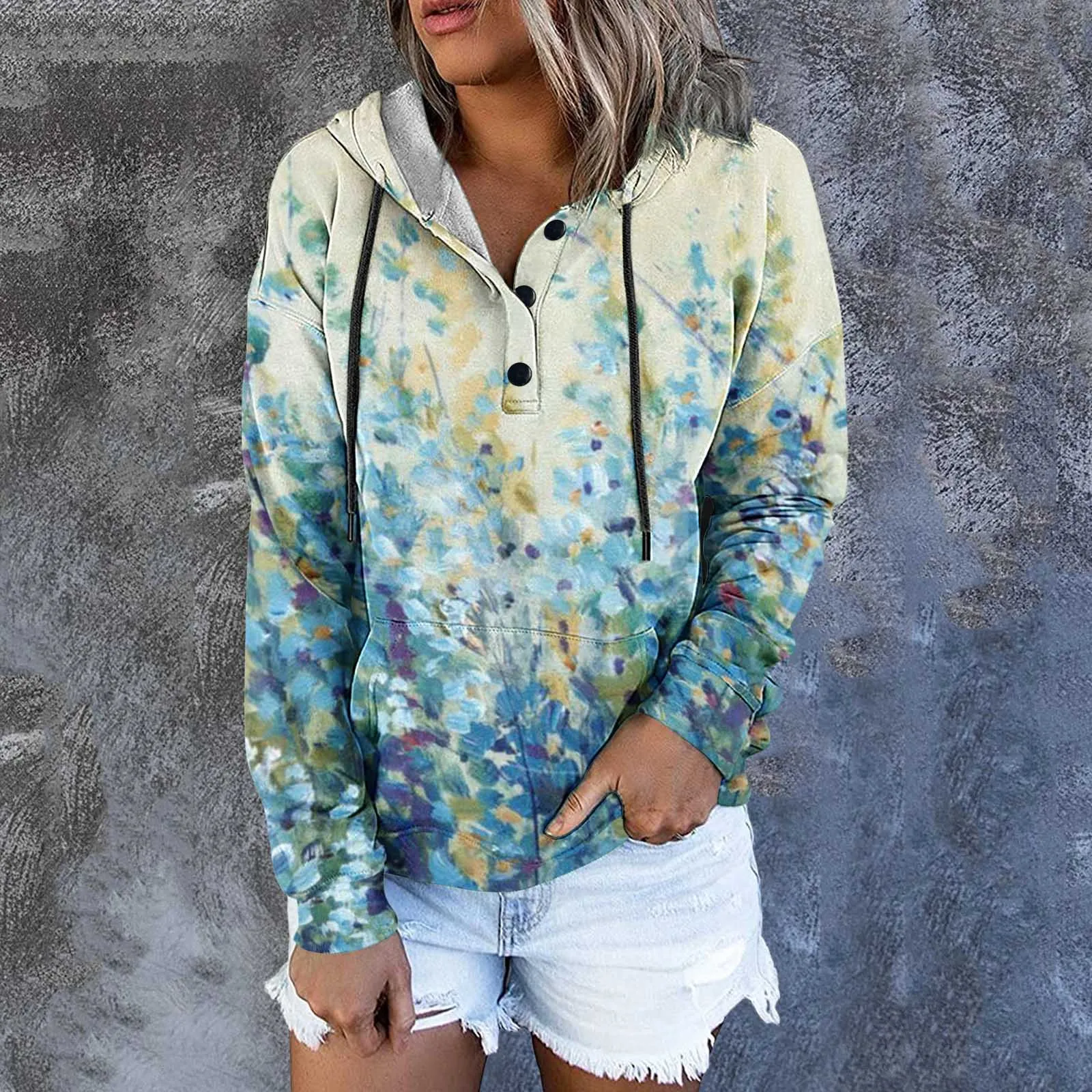 

Christmas Hoodie Sweatshirts for Women Hoodies For Womens Casual Fall Long Sleeve Sweatshirt Button Down Comfy Womens Hoodie