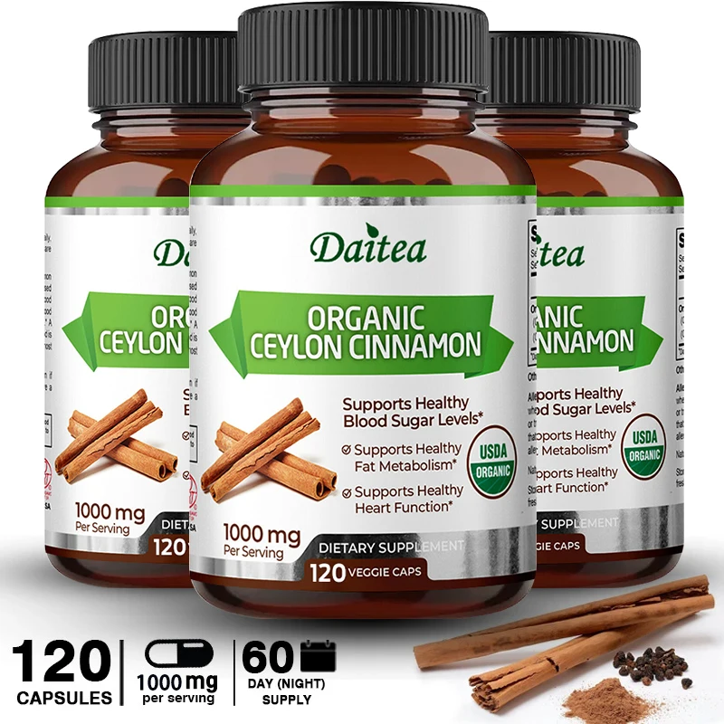 

Natural Ceylon Cinnamon Capsules - Aids In Joints, Bones, Anti-Inflammation, Antioxidant, Glucose Metabolism, Blood Sugar Levels