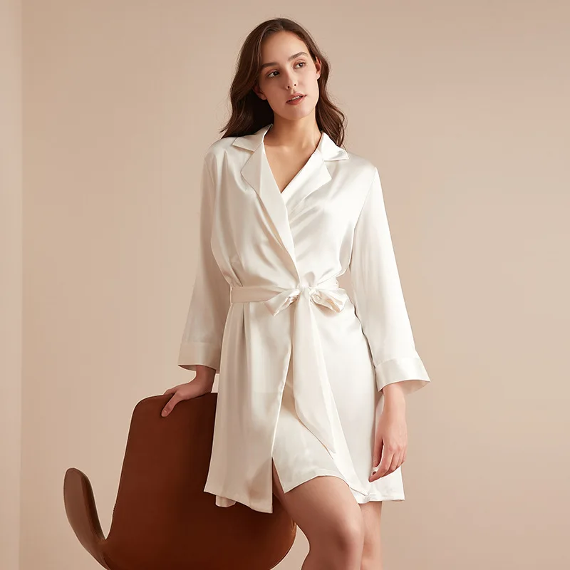 New Women Robe Spring Summer Lacing Pajama Simulation Silk Bathrobe Casual Comfortable Home Wear French Satin Pajamas Sleepwear