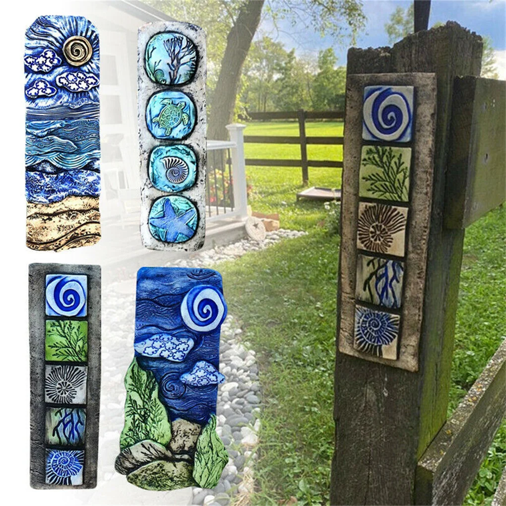 

Garden Wall Sculpture Starry Sky Ocean Resin Hanging Art Sign Landscape Yard Fence Bathroom Ornament Crafts Type 4