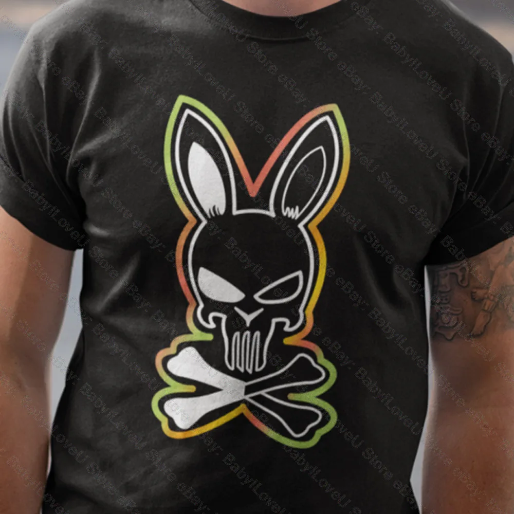 Счастливая Пасха Мужская футболка с принтом &quotкость и кролик&quot психоделический