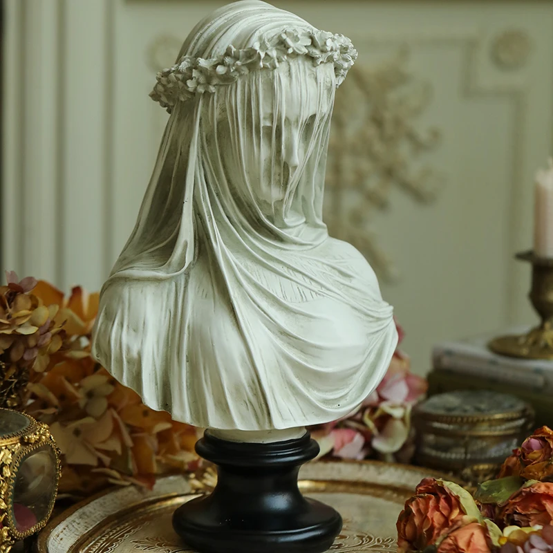 

Veiled Woman Candle Silicone Mold Female Bride Antique Bust Statue Sculpture Lady Body Silicone Molds Candle Mold