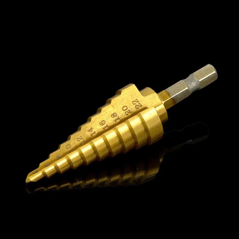 

4-22mm High Speed Steel Titanium-Plated Hexagonal Handle Step Drill Step Drill Multi-Functional Reamer Pagoda Drill Eyelet