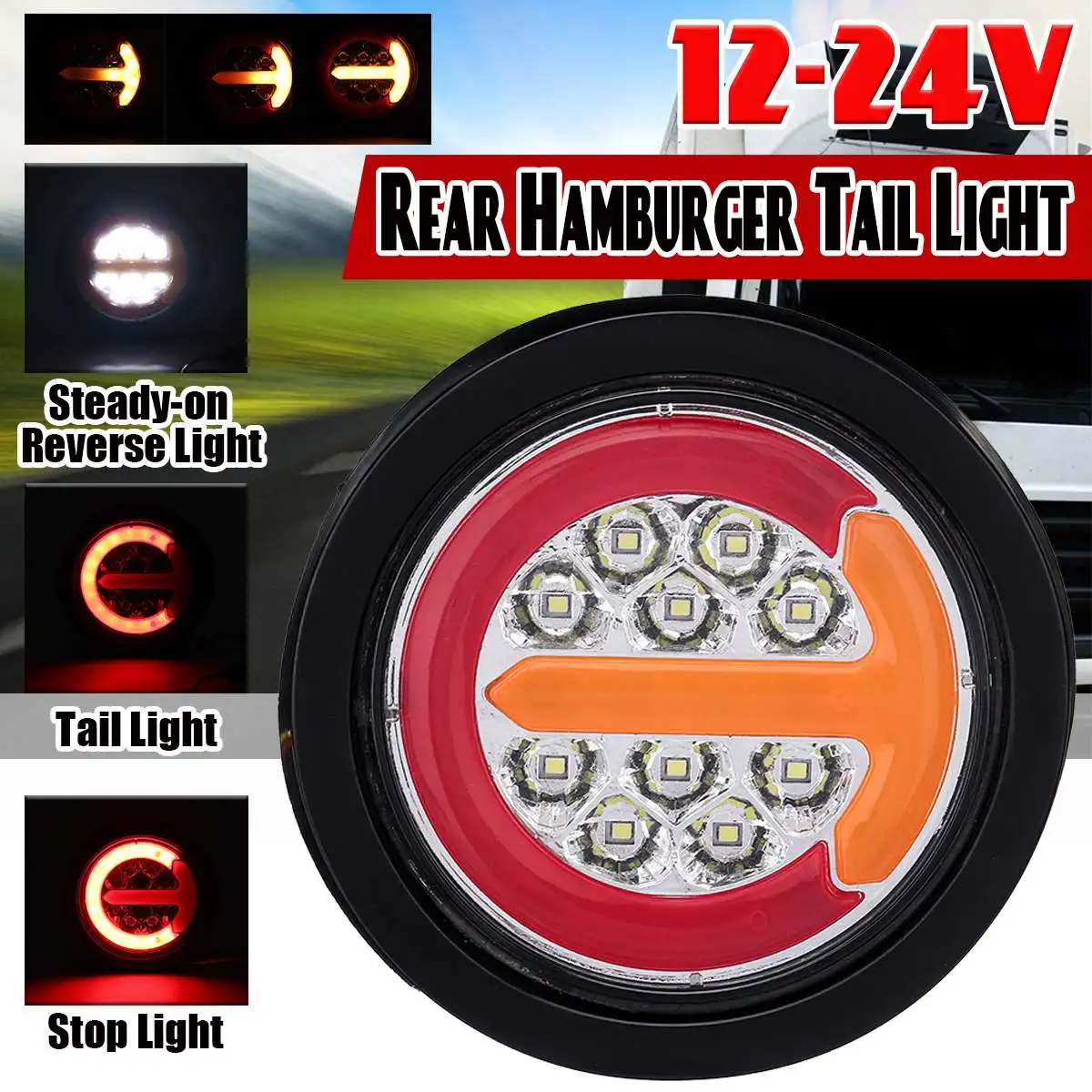 

4/5" LED Trailer Rear Tail Lights 12V 24V Truck Dynamic Taillight Stop Turn Signal Brake Light Campers Caravans Lorry Van Lights