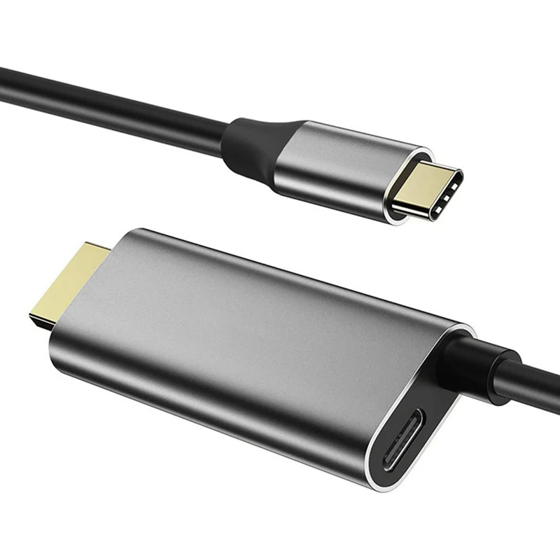 

Type-C To HDMI-Compatible 6Ft HD Adapter Cable With PD 3.0 Powered USB-C Extension Converter 4K@30Hz For Laptop,Monitor