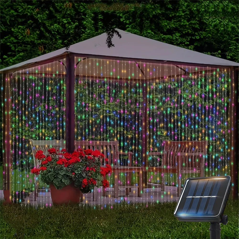 

Солнечные уличные занавески OKAL RED EAST, 100-300 LED, 8 режимов