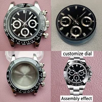 39mm watch case panda dial japan quartz vk63 movement men watch nh35 case dial chronograph electronic multifunction watch