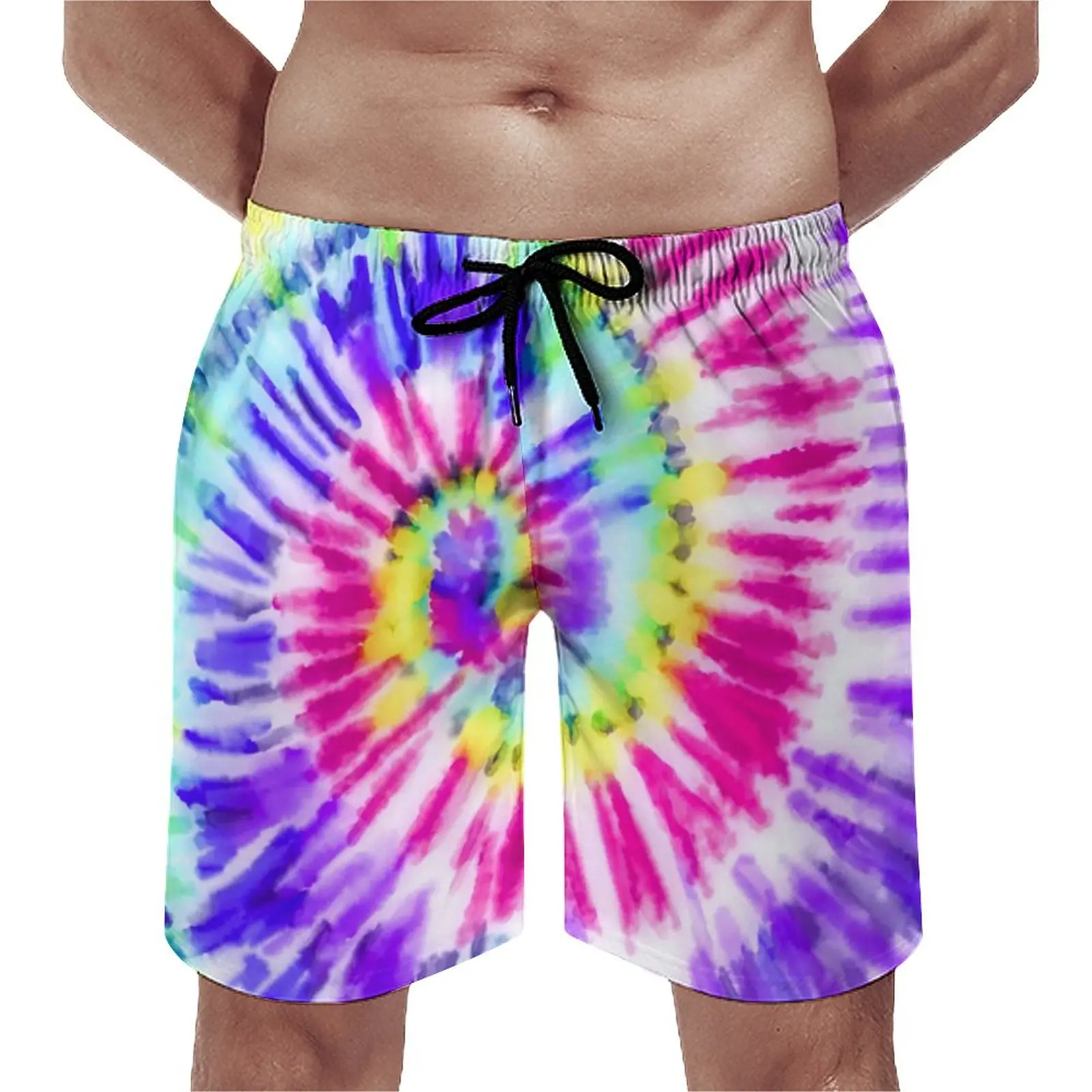 

Watercolor Ombre Board Shorts Summer Artsy Neon Rainbow Tie Dye Vintage Board Short Pants Men Sports Surf Quick Dry Beach Trunks