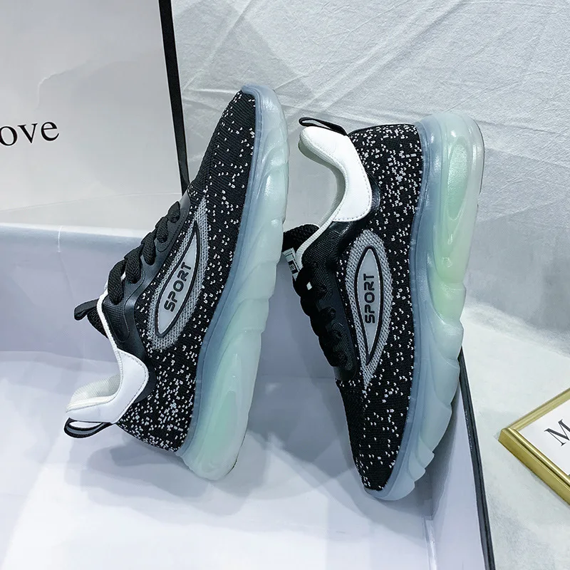 2023Luminous fly weaving sneakers female 2023 new Korean version of running board shoes female ins breathable casual shoes