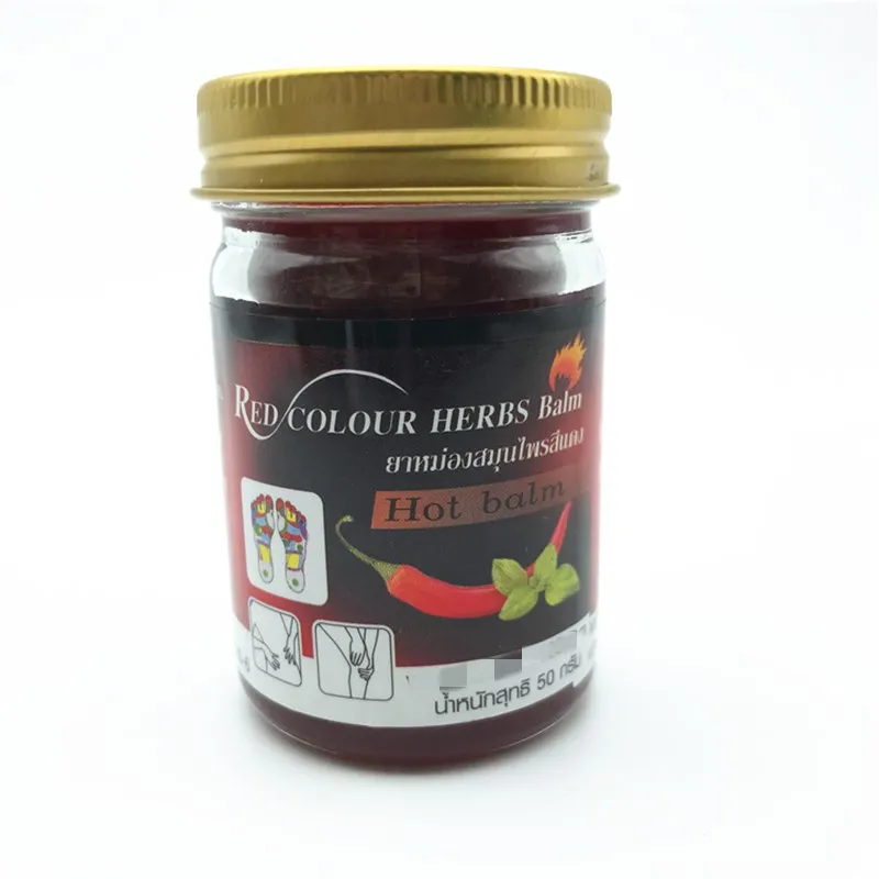 

2022 Thai Red Color Herbal Chili Ointment Relieve Muscle Soreness Swelling Massage 50g Health Green Grass Paste Massage Cream