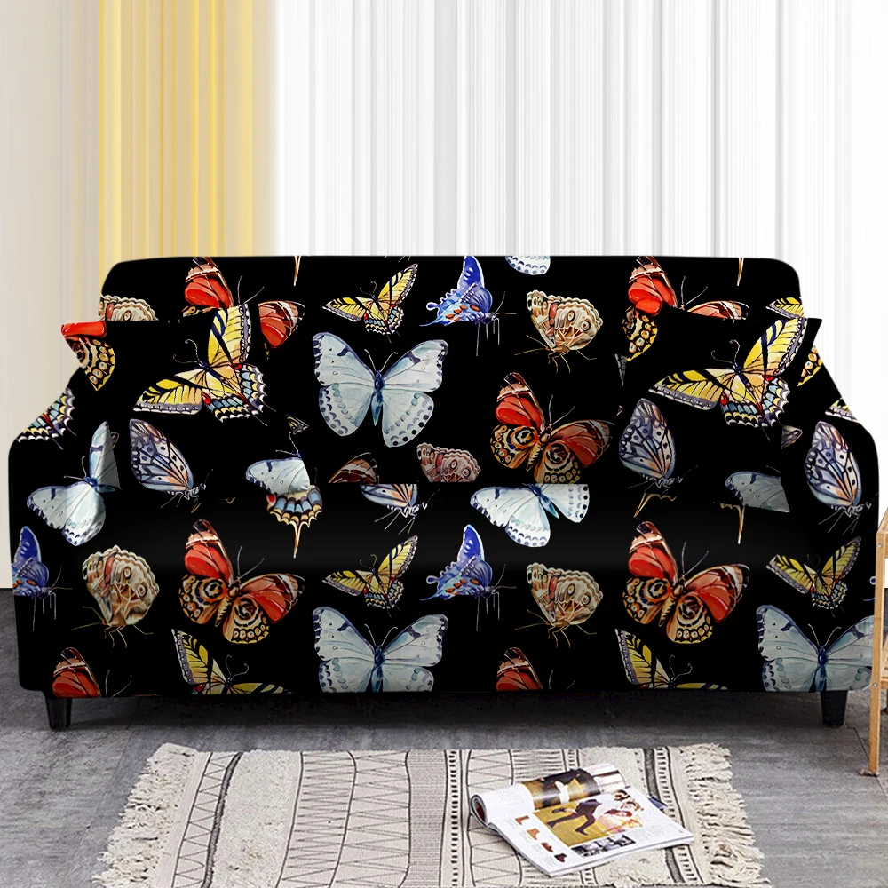 

Чехол для дивана с узором в виде бабочки, эластичный чехол для дивана в гостиную, с углами, на сидение 1-4