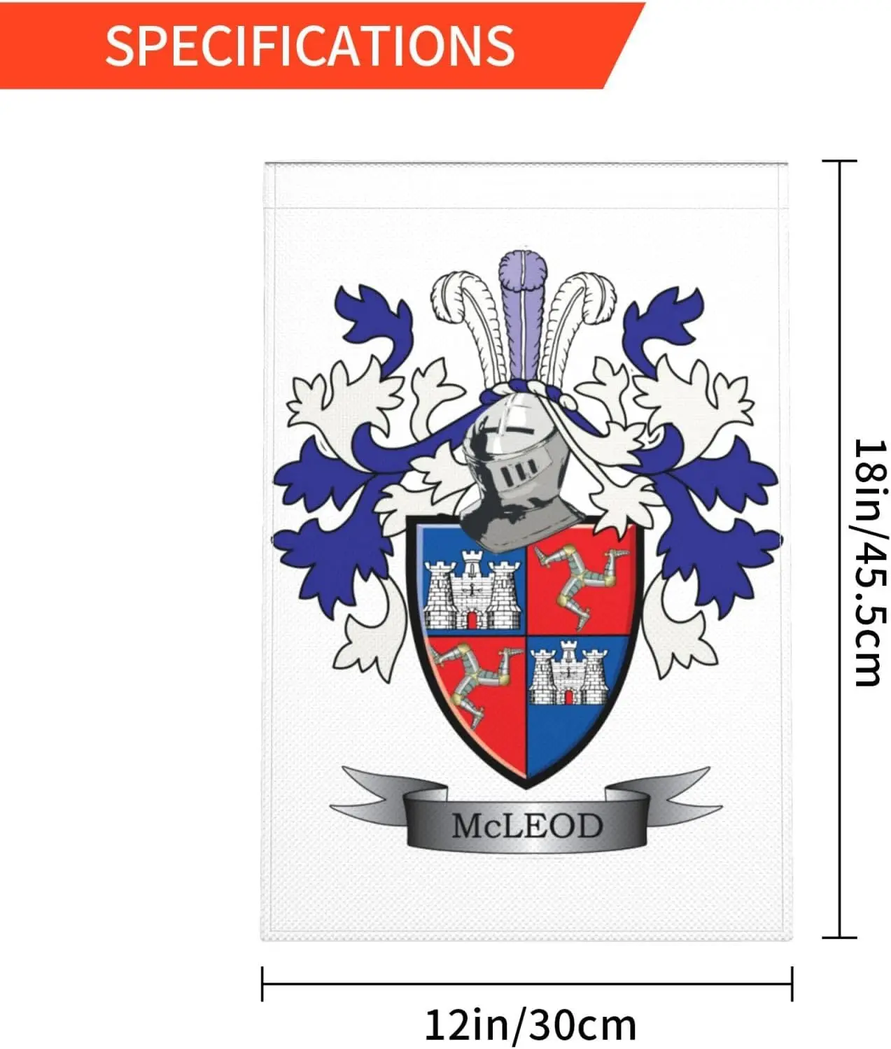 Семейный герб Mcleod небольшой садовый флаг двухсторонний вертикальный 12 × 18 дюймов