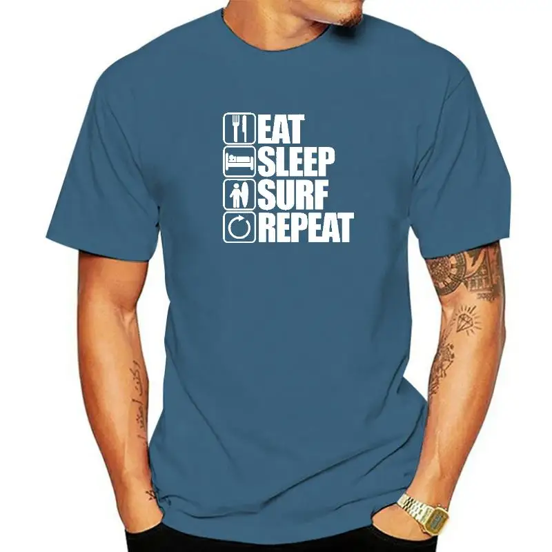 

Футболка с надписью "Eat Sleep", "серфинг", "День рождения", забавная унисекс графическая модная новая хлопковая футболка с коротким рукавом и круглым вырезом в стиле Харадзюку