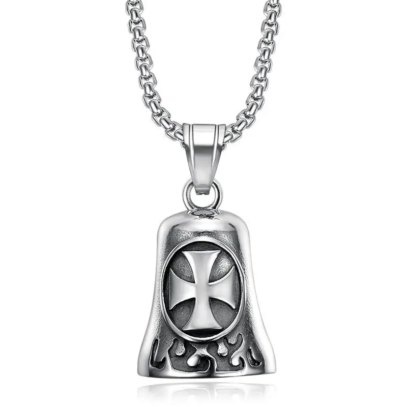 Ожерелье SZN из нержавеющей стали 316L в готическом стиле и стиле панк, винтажное серебряное полированное ожерелье с изгибом Креста для мужчин и женщин