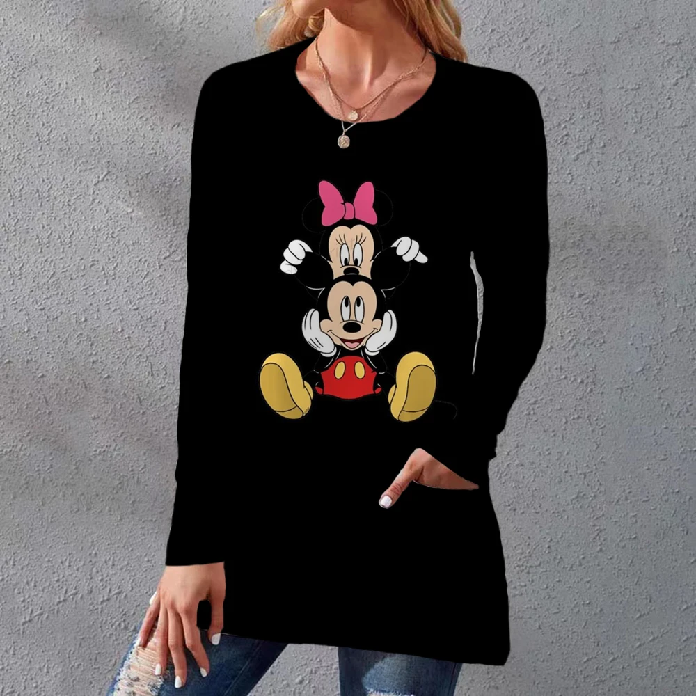 

Maleficent Disney 3D high quality print O-neck trend wild loose long sleeve pocket above the knee dress for women