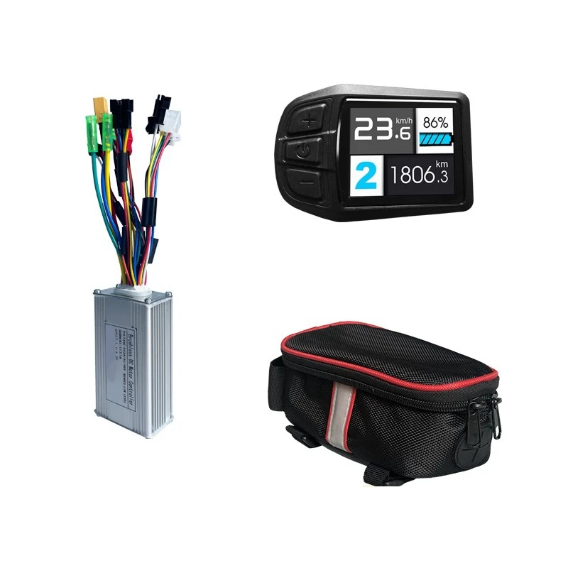 

17A Tri-Mode Controller Kit 36V 48V 350W For Electric Bike Motor Conversion Kit With UKC3 Display Gauge