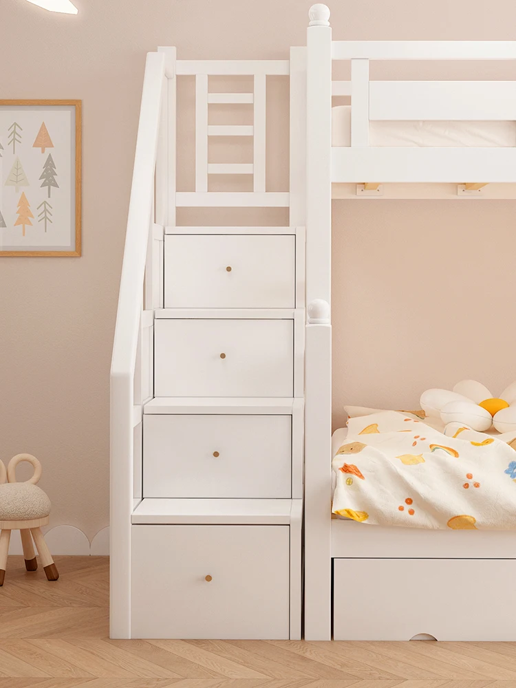 Лестничный шкаф двухъярусная кровать из массива дерева белого бука для матери и