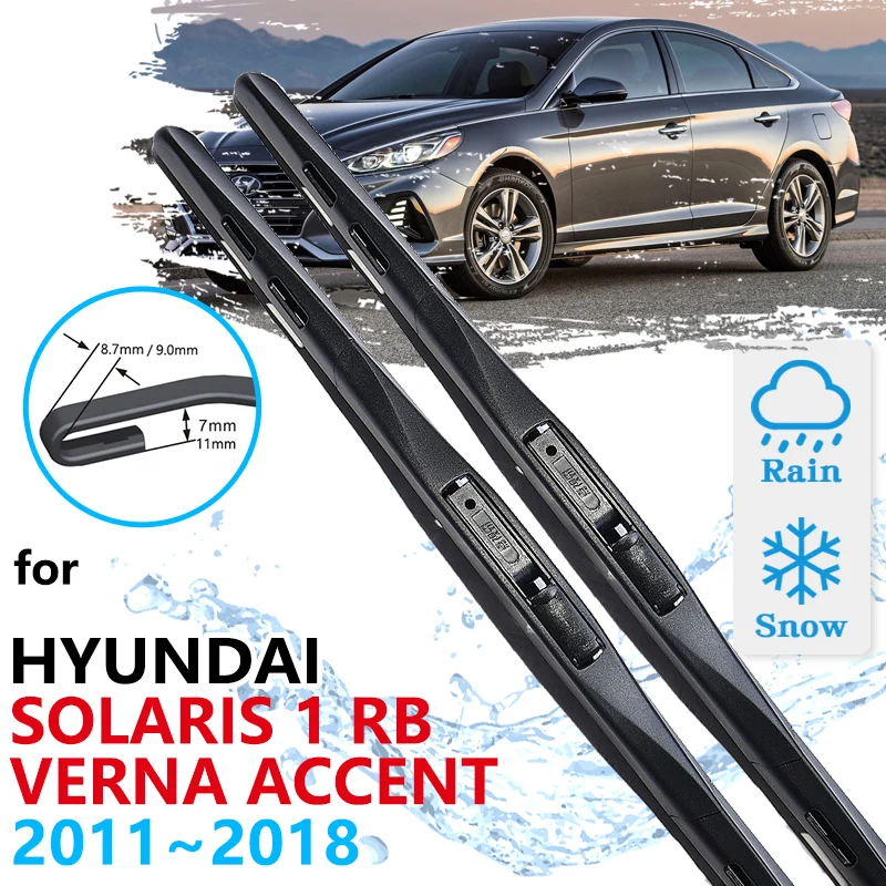 

Car Front Wiper Blades For Hyundai Solaris 1 RB 2011~2018 Verna Accent Cleaning Windshield Windscreen Brushes Accessories 2015