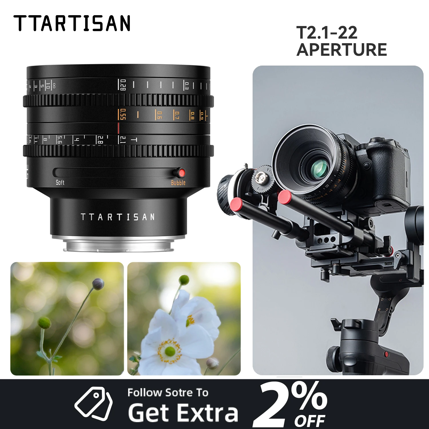 Фото Кинообъектив TTArtisan 35mm T2.1 Dual Bokeh для беззеркальных камер с полнокадровой матрицей, широкоугольный, для Fuji X, Canon RF, Nikon Z, Sony E, Panasonic Mount №1