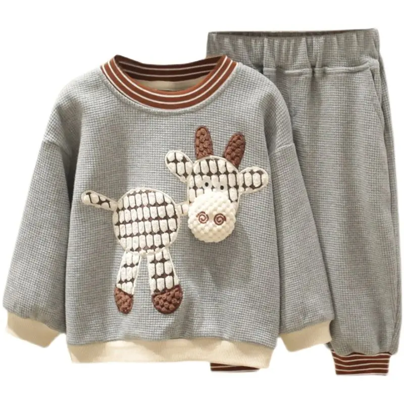 

Baby Girl Boys Autumn Winter Set 1-6 Years Kids Golden Velvet Clothing Children Two-Piece Casual Suit Warm Sportswear