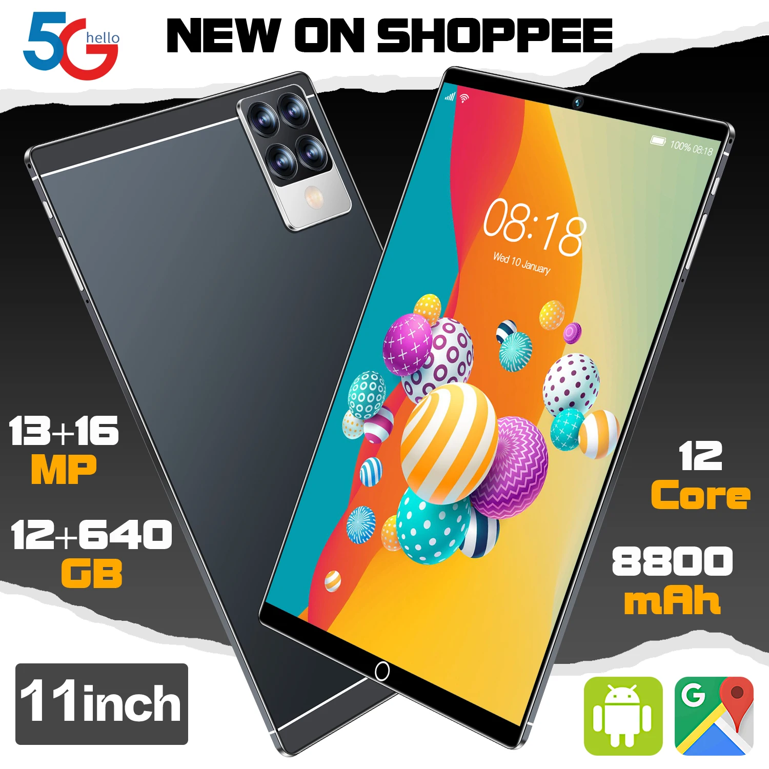 

2022 New Tablet PC 12GB 640GB Global Version Laptop With Qualcomm 870 Processor 10 Core Android 12 48MP 8800mAh 10.1 Inch