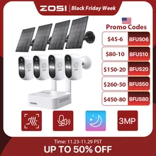 ZOSI 2K 8CH Battery Powered Wireless Security Camera System 3MP Wire-Free Outdoor Indoor Home Surveillance Cameras