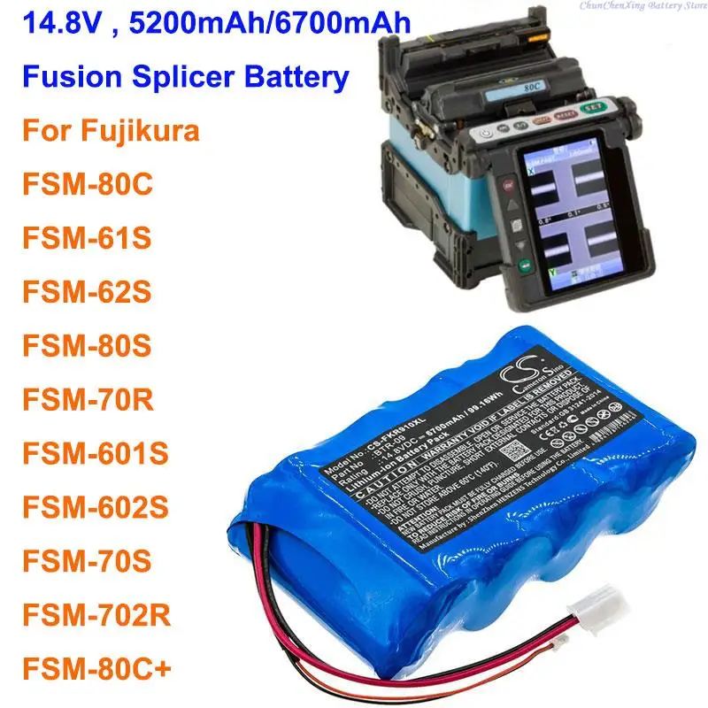 Cameron Sino 5200 мА · ч/6700 ч аккумулятор для Fujikura BTR-09 FSM-80C FSM-61S FSM-62S FSM-80S FSM-70R Φ 70S 702R 80C + |