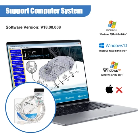 Мини-кабель VCI J2534 для автомобилей Toyota Lexus Scion, OBD2 к USB J2534 TIS Techstream V18.00.008, диагностический и репрограммирующий инструмент