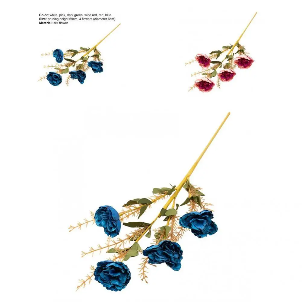 

Fake Flower Eco-friendly Simulation Flower 4 Heads Simulation Peony Flower